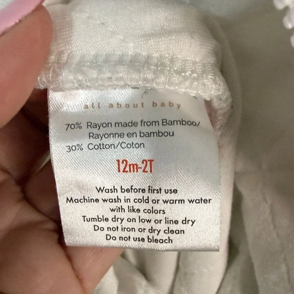Tealbee Baby Bamboo Sleeveless Zip Romper Cream Dot 12M–2T